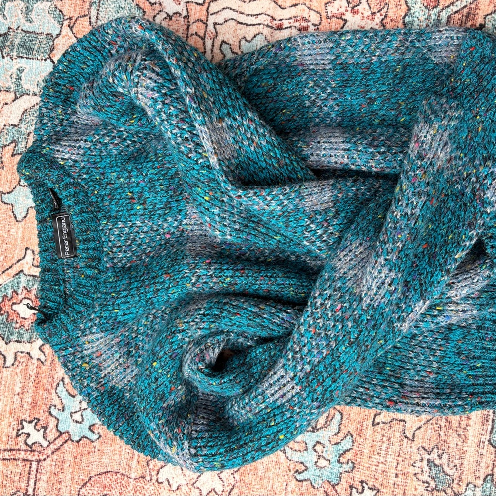 Vintage Peter England Teal and Gray Sweater